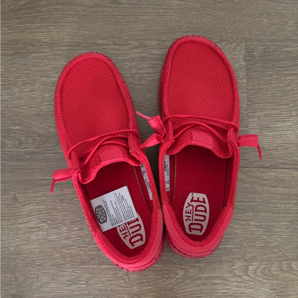 Hey Dude Bright Red Loafers